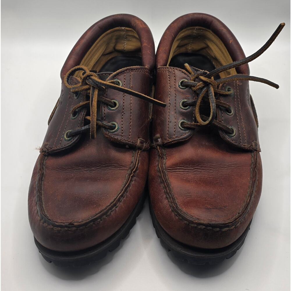 Timberland Brown Leather Classic 3-Eye Lug Boat Shoes Men Size 7.5